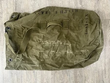 Vintage US Army Military Duffel Bag Large Olive Green Cotton Canvas