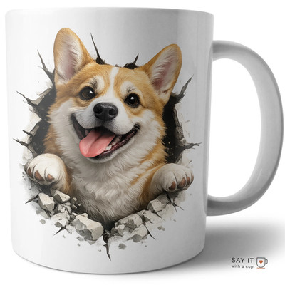 Funny Corgi Mug Cute Dog Coffee Cup 3D Puppy Design Dog Lover Gift 11oz FREESHIP