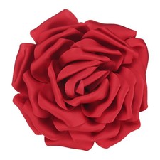 Dainty Satin Fabric Large Rose Flower Brooches Pin for Women 16cm, Red 