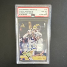 2020 Panini Luminance Gold Autographs Justin Jefferson Rookie #117 PSA 10 /100