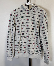 Champion Youth Boys All Over Print Fleece Pullover Hoodie Grey XL