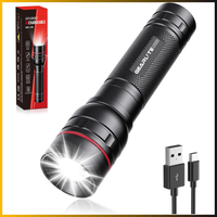 Gearlite Taschenlampe LED Wiederaufladbar 2000 Lumen Schwarz 3 Modi 1 StüCk
