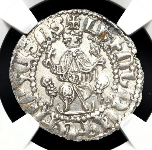 CRUSADERS, Cilician Armenia. Levon I. 1198-1219. Silver Tram. NGC AU Details
