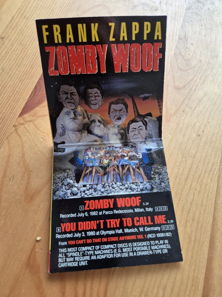 Ryko Mini CD 3`` Frank Zappa Zomby Woof selten! - Bild 3 von 3