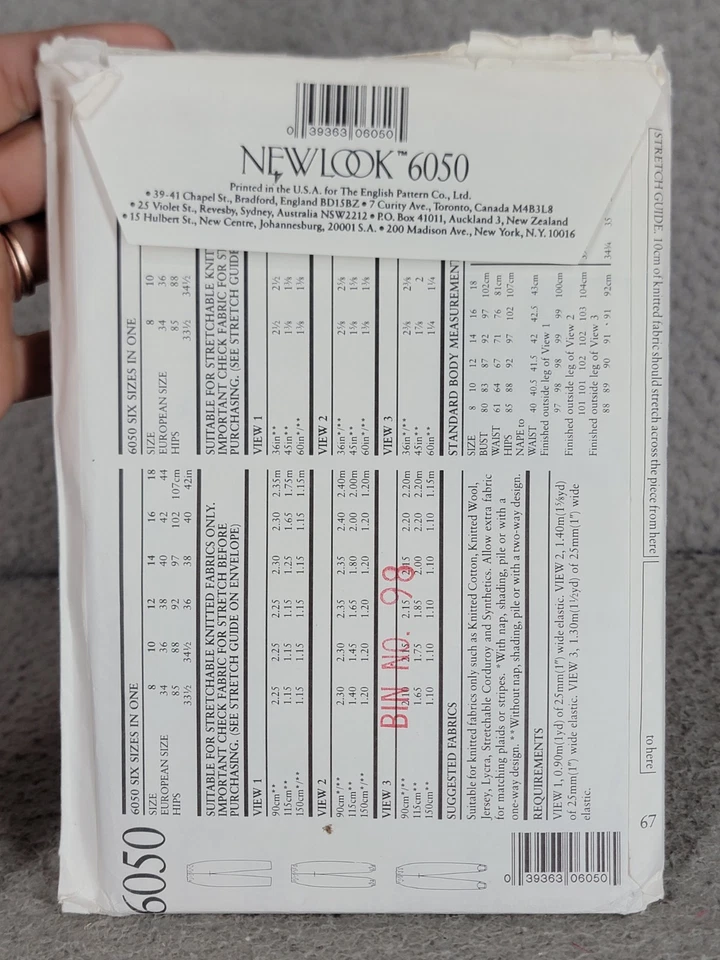 Vintage Stirrup Pants Sewing Pattern sz 8 - 18 UNCUT Newlook 6050 Activewear - Image 2 of 4