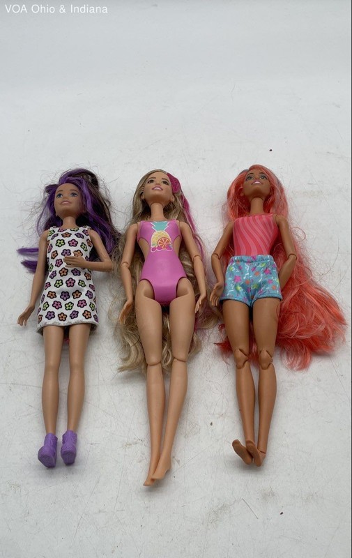 Barbie Mattel Doll Lot 3 Pieces Fashion Dolls Pink Purple Coral Hair Modern