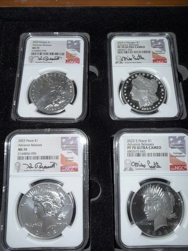 2023 Morgan & Peace Dollars Ms70 PF 70UC PF70 Reverse Mike Castle&K  Bressett