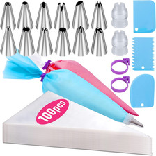 Piping Bags and Tips Set, 100Pcs 12 Inch Pastry Bags, Icing Bags Disposable  Ca