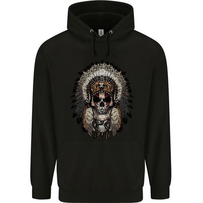Native American Indian Schädel Kopfschmuck Herren 80% Baumwolle Hoodie