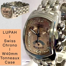 40mm Salmon Guilloche | Silvertone Bracelet | Swiss Chrono | LUPAH Invicta Watch