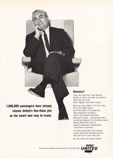 1964 United Airlines: One Class Jets Vintage Print Ad
