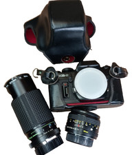 Sears KS-2 35MM Film SLR Camera W/ 2 Lenses 1 Filter 2 Piece Molded Case