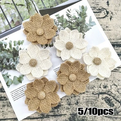 Romantique toile de jute de Hesse dentelle fleurs pour décoration de mariage (6 - Photo 1/4