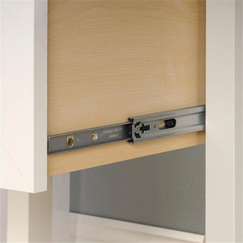 Escritorio de oficina en casa contemporáneo de madera Pemberly Row en blanco suave/roble Foto 4 de 4