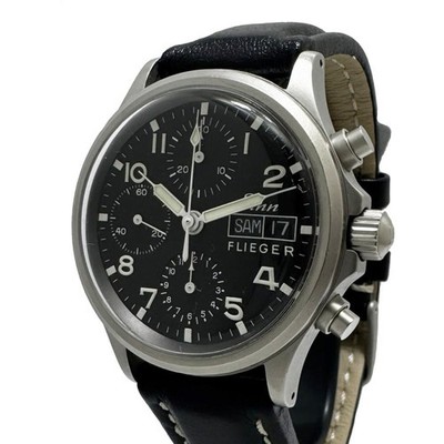 Sinn 356.FLIEGER Chronograph Day-Date Automatic Black Dial Leather Men's Watch