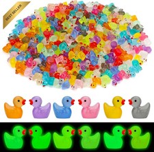 250 Pcs Mini Resin Ducks Glow in The Dark, Tiny Animals Figures to Hide Lumin...