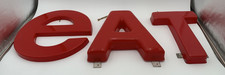 Gorgeous! Rare 1970s Vintage Molded Plastic Letters EAT or TEA Red 3D 11 1/2"