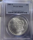 1881 S US Morgan Silver Dollar $1 PCGS MS64 (Lustrous)