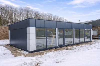 Büro- & Verkaufspavillon 12x6 m | 4 Module | Bürocontainer | Modulbau DE
