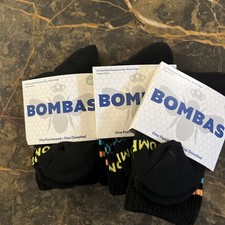 Bombas Youth Socks XS Unisex 1-6 Black Multi Color Stripe NEW Lot Of 3