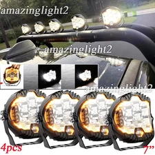 2PCS 7" Round LED WORK LIGHT Upper Roof Lights Fit Jeep Wrangler JL Gladiator JT