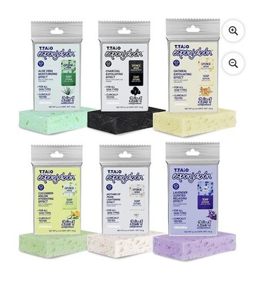 T-TAIO ESPONJABON SOAP/SPONGE ALL 6 INCLUDED All Skin Types AS SEEN ON Tik-Tok