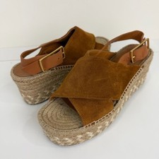Rag & Bone Tobacco Suede Espadrille Wedge Sandals Platform Boho Core 38.5