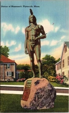 Statue Of Massasoit Plymouth Massachusetts MA Unposted Postcard
