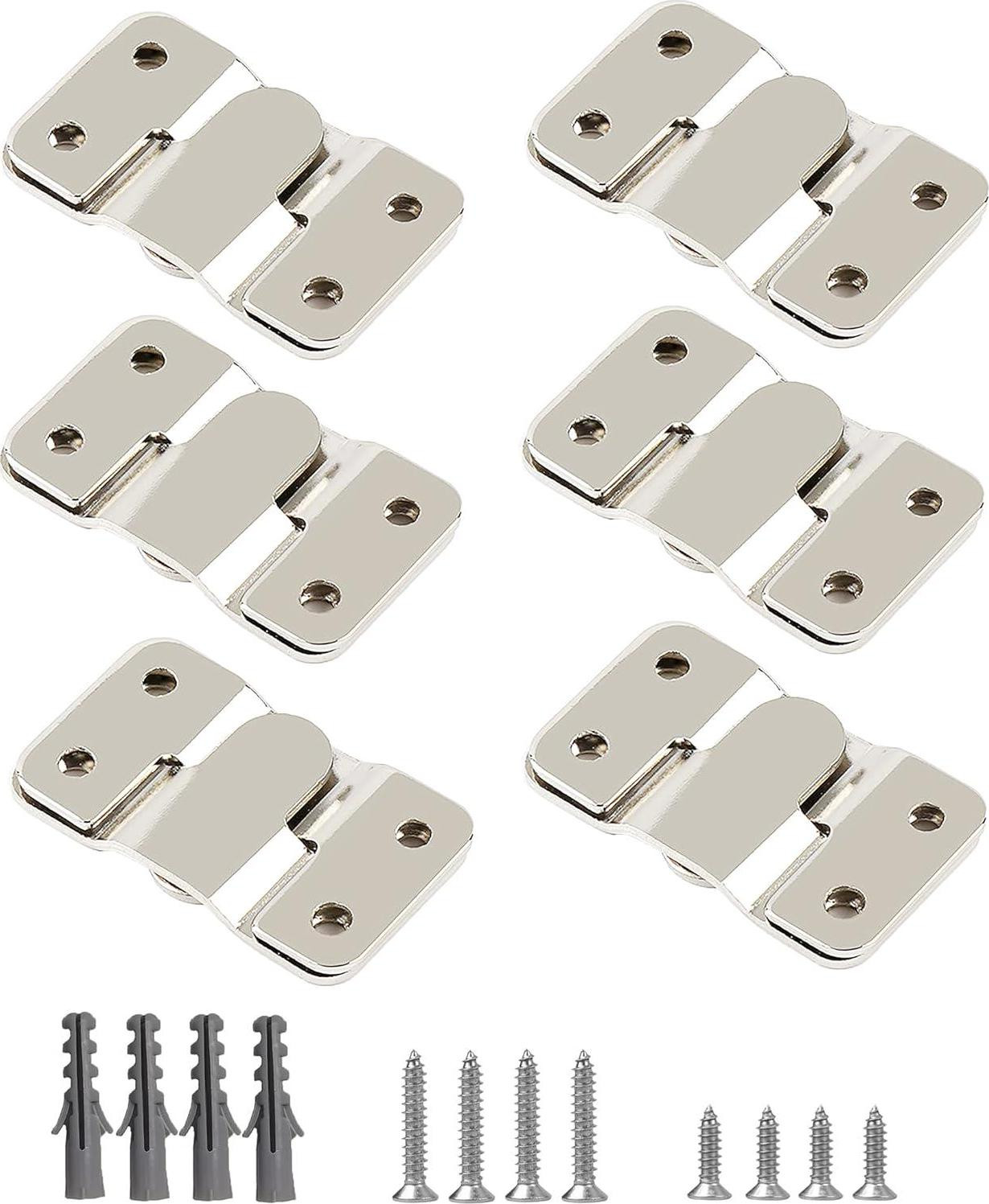 6 Pairs(12 Pcs) Flush Concealed Mount Bracket, Interlocking Hang Buckle Steel