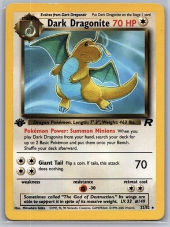 Dark Dragonite (22) 1st Edition Rare Team Rocket 22/82