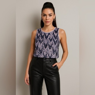 Torrid NWT Sequin Sleeveless Top Lavender Purple Blue Sparkle Tank 1. 14/16