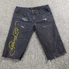 VTG Ed Hardy Shorts Mens 31 Blue Denim Jean J...