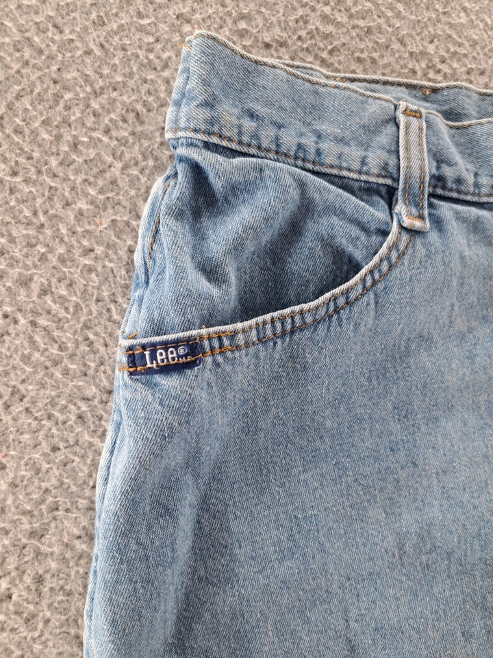 复古 Lee Denim Skort 女式 12 中号 26 蓝色裙短裤 90 年代美国制造 — 第 3/4 张图片