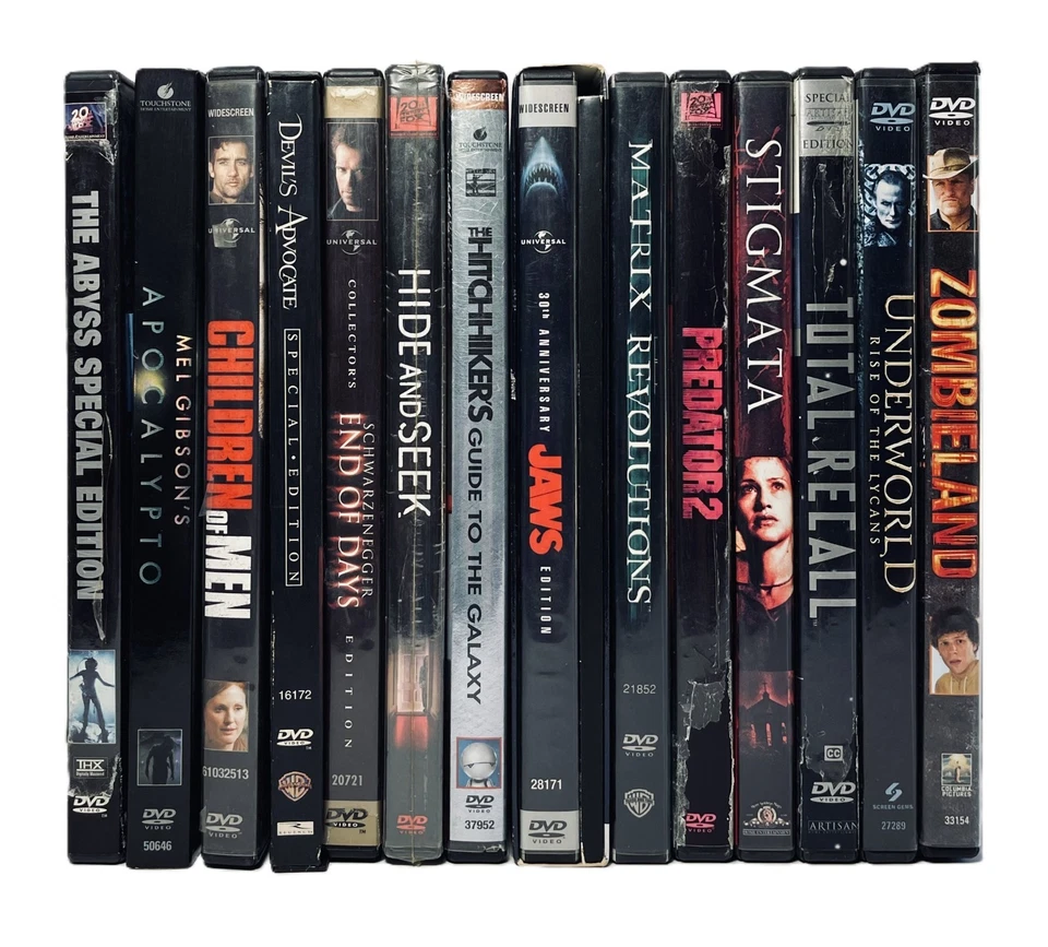 14 DVD Movie Lot 16 Disk | Sci-Fi Horror | JAWS Abyss PREDATORS Recall | VG NICE Foto 2 de 4