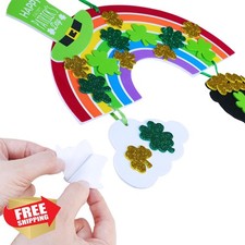 Winlyn 12 Sets St. Patrick's Day Rainbow Clover Foam Stickers craft kit