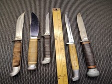 Lot Of Vintage Fixed Blade Knives German Queen Case XX Rh Pal Craftsman 5 Count 