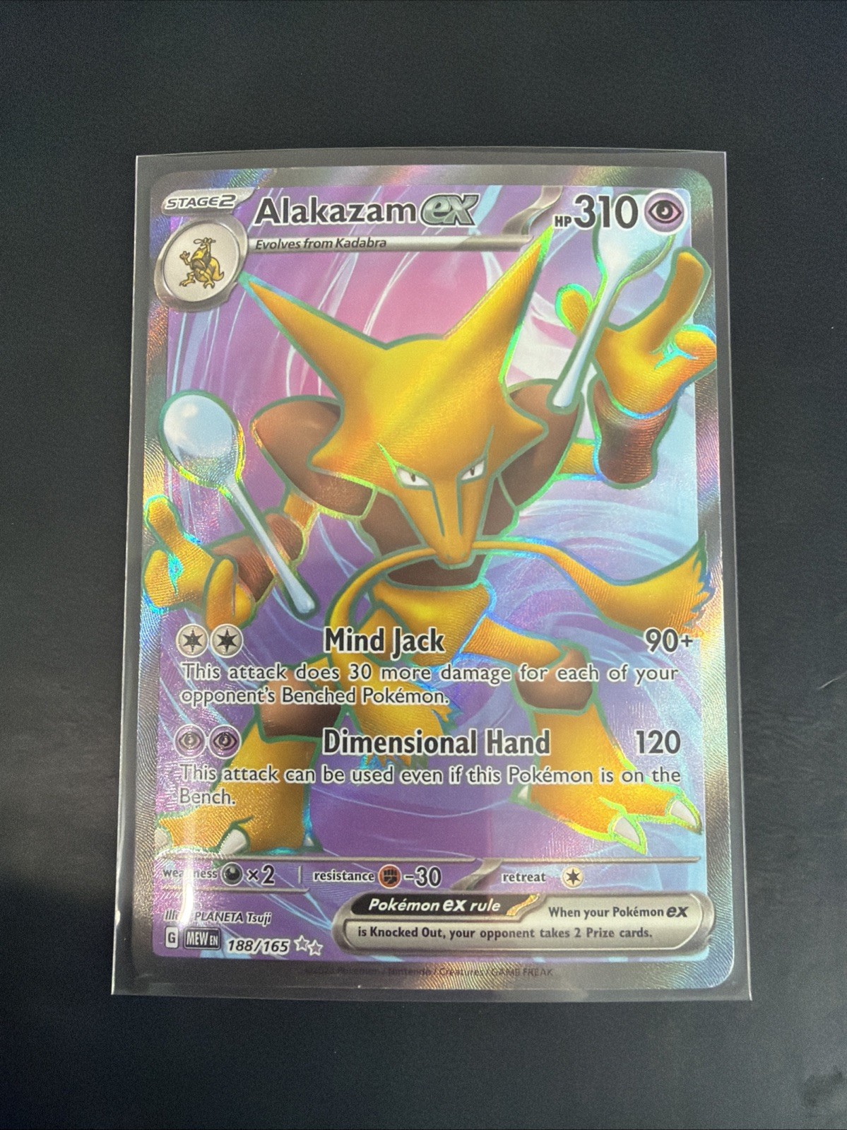 Alakazam EX #188/165 Holo Full Art Ultra Rare English Pokemon 151 Pokemon TCG NM