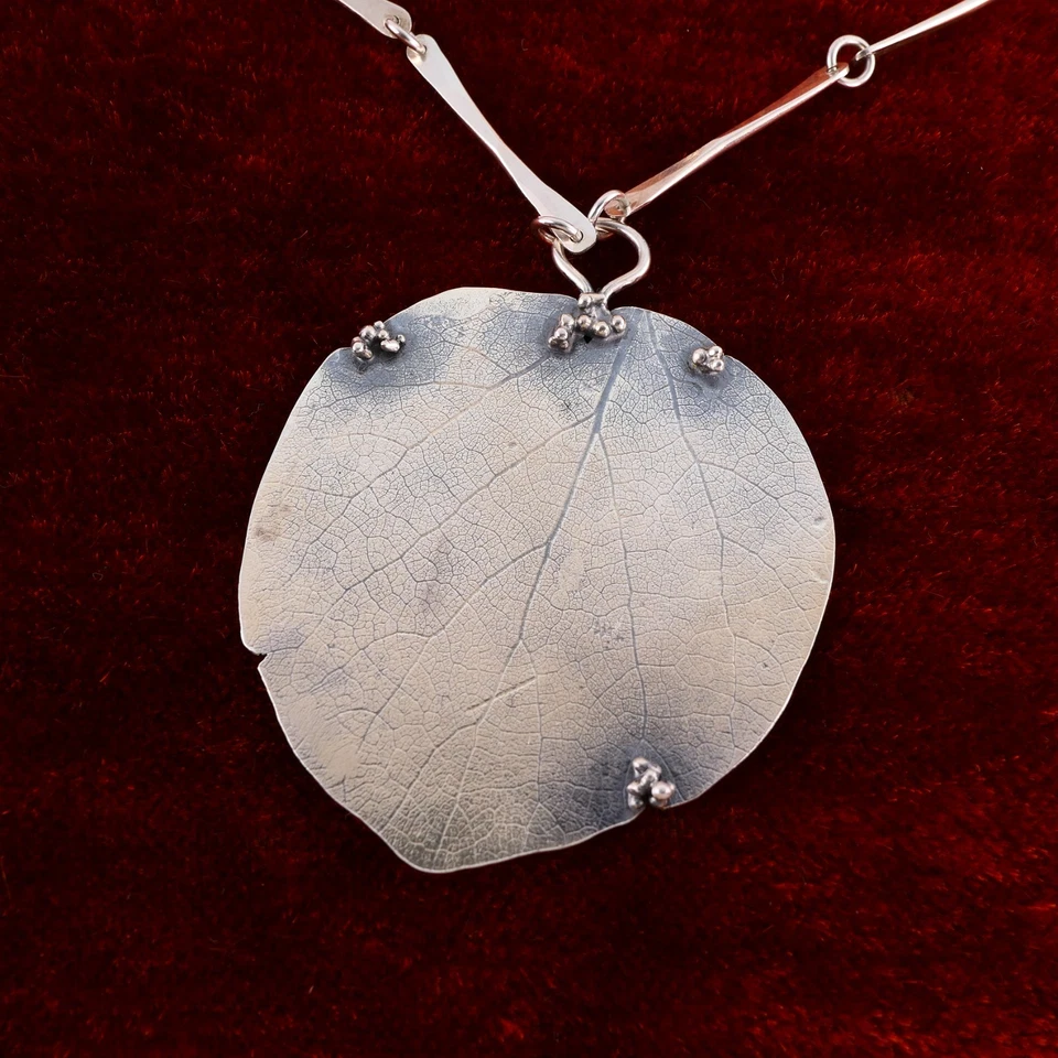 PLUS Studios Norway Sterling 925 Silber Designer Collier Leaf / Blatt 60cm 48,7g - Bild 2 von 4