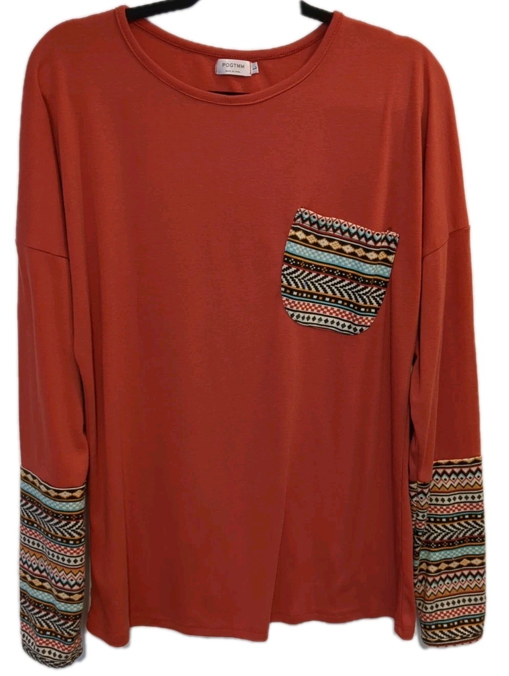 POGTMM Patchwork Basic Tunic Top Womens Size L Lo… - image 3