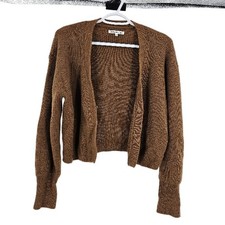 Reformation Cropped Cardigan Sweater Brown Ca...