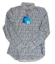 Bugatchi Shirt Mens 8 Way Stretch Button Long Sleeve SZ M Navy NWT 179 RETAIL