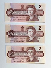 CANADA 1986 $2 BANKNOTES - ALL 3 DIFFERENT GOVERNOR SIGNATURES