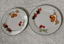 Royal Worcester Evesham Vale Side Plates X 2 Green Rim