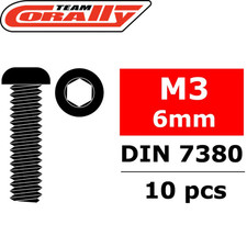Team Corally C-3003-30-06 Hex Button Head Steel Screws M3 x 6mm (10) RC Car