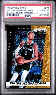 2024 PANINI PRIZM DECA BLACK GOLD SHIMMER FOTL #277 VICTOR WEMBANYAMA 1/8 PSA 10