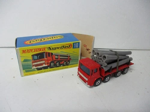 Matchbox Lesney Superfast SF10 Pipe Truck- RED body, transitional, boxed