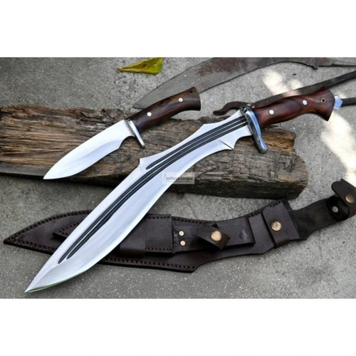 Custom Handmade 21'' Kukri Machete Knife | Carbon Steel Blade | Hunting Knife