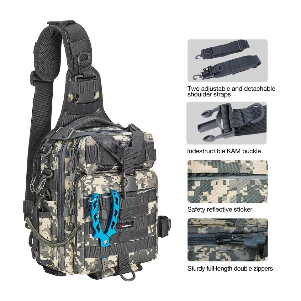 Bolsa de aparejos de pesca Piscifun con soporte de caña y engranaje, aparejos de eslinga ligeros... Foto 3 de 4