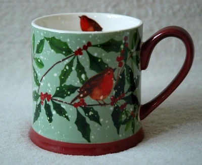 SAINSBURY'S Beautiful Bone China Porcelain Robin Tankard Christmas Mug 320ml