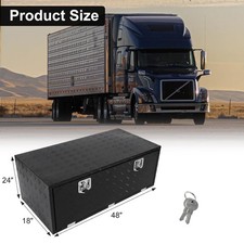 48x18x24 Black Aluminum Pickup Truck Bed Tool Box Trailer Storage W Lock Key